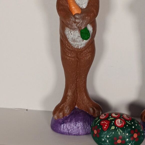 Lot of 3 Ceramic Easter Bunny Pencil Figures Hand Painted Rabbit & Egg - Picture 5 of 14